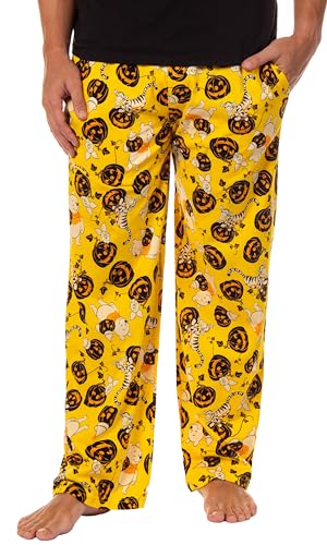 Disney Men's Winnie The Pooh and Friends Jack-O-Lantern Lounge Bottoms Pajama Pants