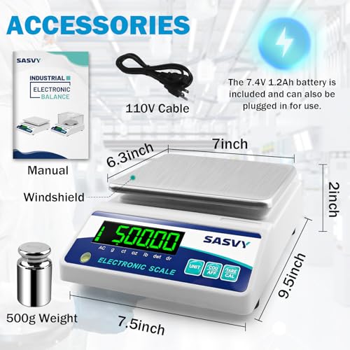 Image of Lab Scale 6000g x 0.01g Scientific Scale g /oz /ct /lb /dr /DWT High Precision Digital Electronic Analytical Balance for Jewelry Kitchen Laboratory School, Includes 500g Calibration Weight&Battery