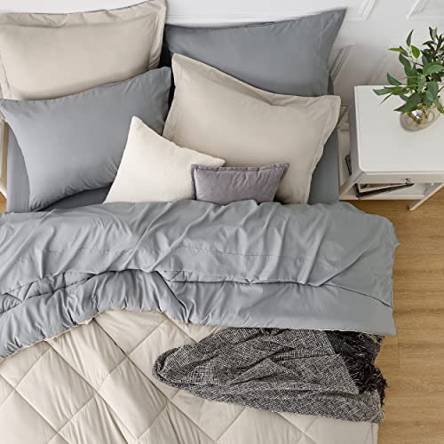 Bedsure Beige Full Comforter Set - 7 Pieces Reversible Bed Set Bed In A Bag Full With Comforters, Sheets, Pillowcases & Shams, Full Bedding Sets #TOP2