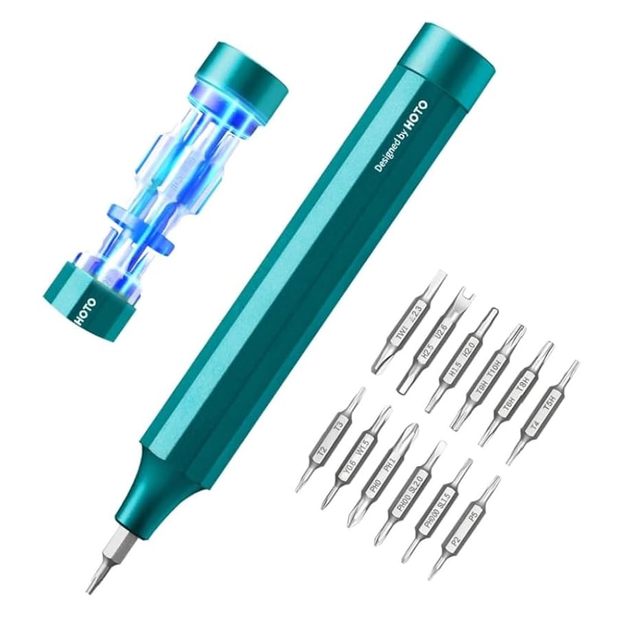 HOTO 24 in 1 Precision Screwdriver (Green), Lightweight, Compact, Aluminum Alloy Body, Magnetic Bit Holder, 12 S2 Alloy Steel Bits, DIY, Home Appliance Repair-image-29