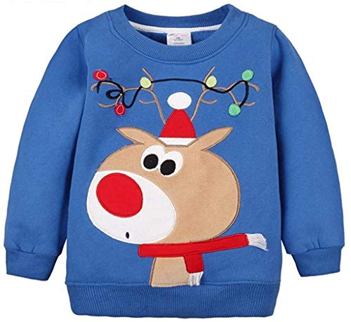 Hstyle Sudadera Navidad Ciervos Bebé Camisetas de Manga Larga Niñas Sweatshirt Tops Kids Christmas Jumper 6 Meses-5 años Cover