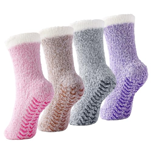 yafeite Fuzzy Grippy Socks 4 Pairs