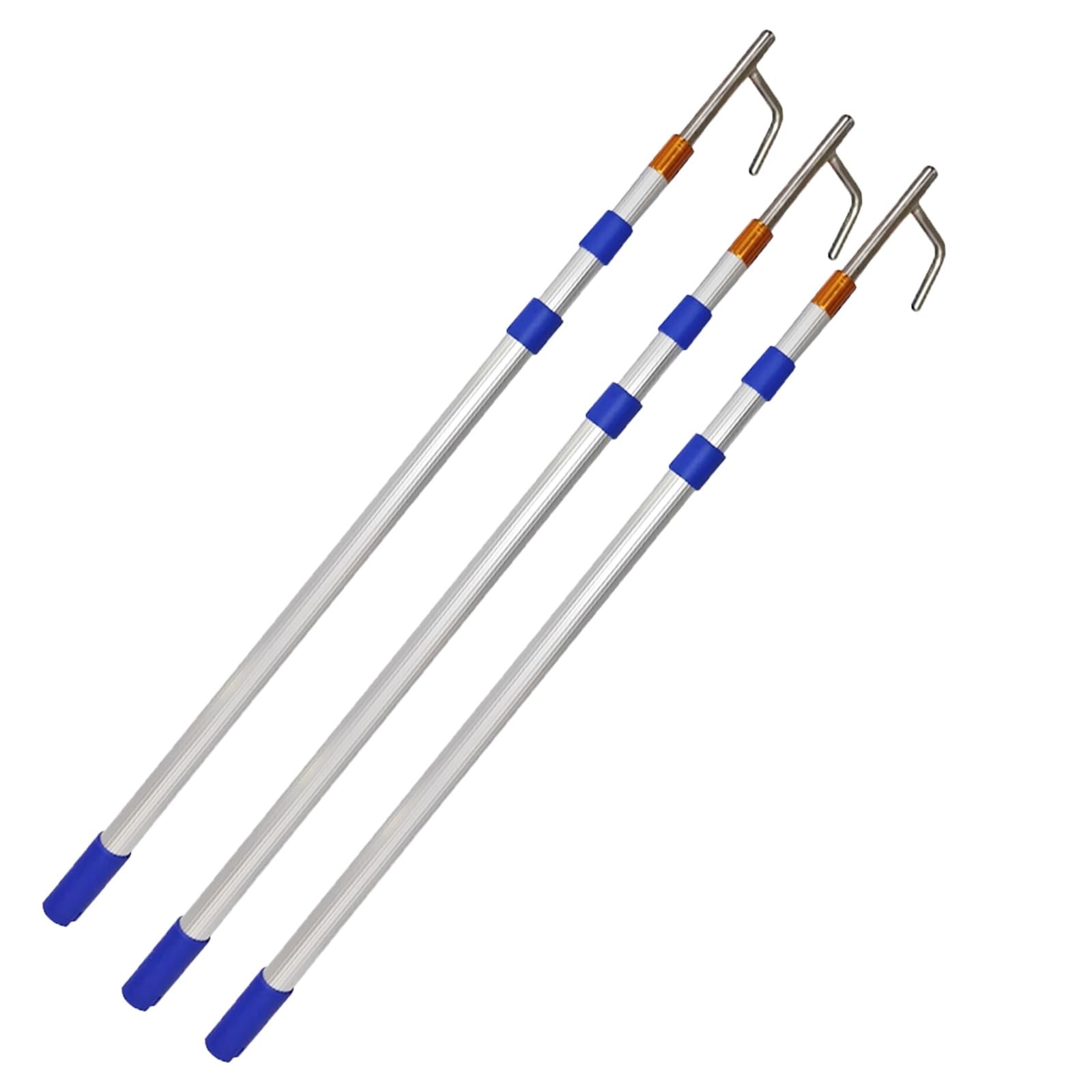 YLLFFLL Boat Hooks for Docking Stainless Steel with 1'' Aluminum Telescoping Pole, Heavy Duty Compact Versatile Extension Rods for Truck Cargo/RV/Yard/Garage, Boating Equipment(3 Pack,(6.6ft) 200cm)