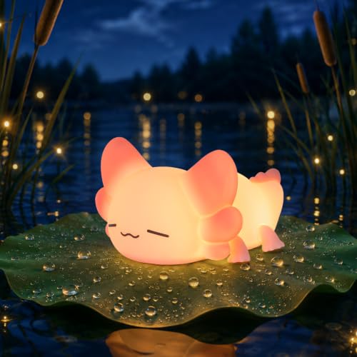 Axolotl Veilleuse pour enfants, 7 couleurs changeantes, fonction minuterie de 1/3 heure, veilleuse en silicone rechargeable par USB pour décoration de chambre d'enfant, Cadeaux pour filles et garçons
