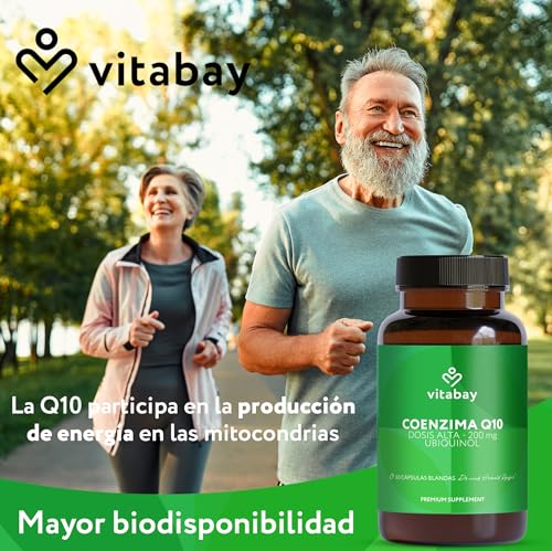Miniatura 2 de Vitabay Coenzima Q10 Ubiquinol 200 Mg 60 Cápsulas Alta Dosificación Q10 Natural En Forma Activa Ubiquinol Obtenido Por Fermentación Vegetal Sin Aditivos Y Probado En Laboratorio En Alemania