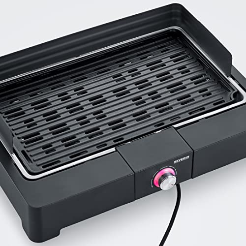 SEVERIN Tischgrill mit Aluminium-Grillplatte für drinnen und draußen, Elektrogrill mit schnellem Grill-Start, Balkon Grill ohne Verbrennungsgefahr, Schwarz, PG 8567 6