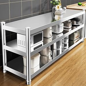 Generisch Edelstahl Küchentisch 3-stöckig Bäckerregal
