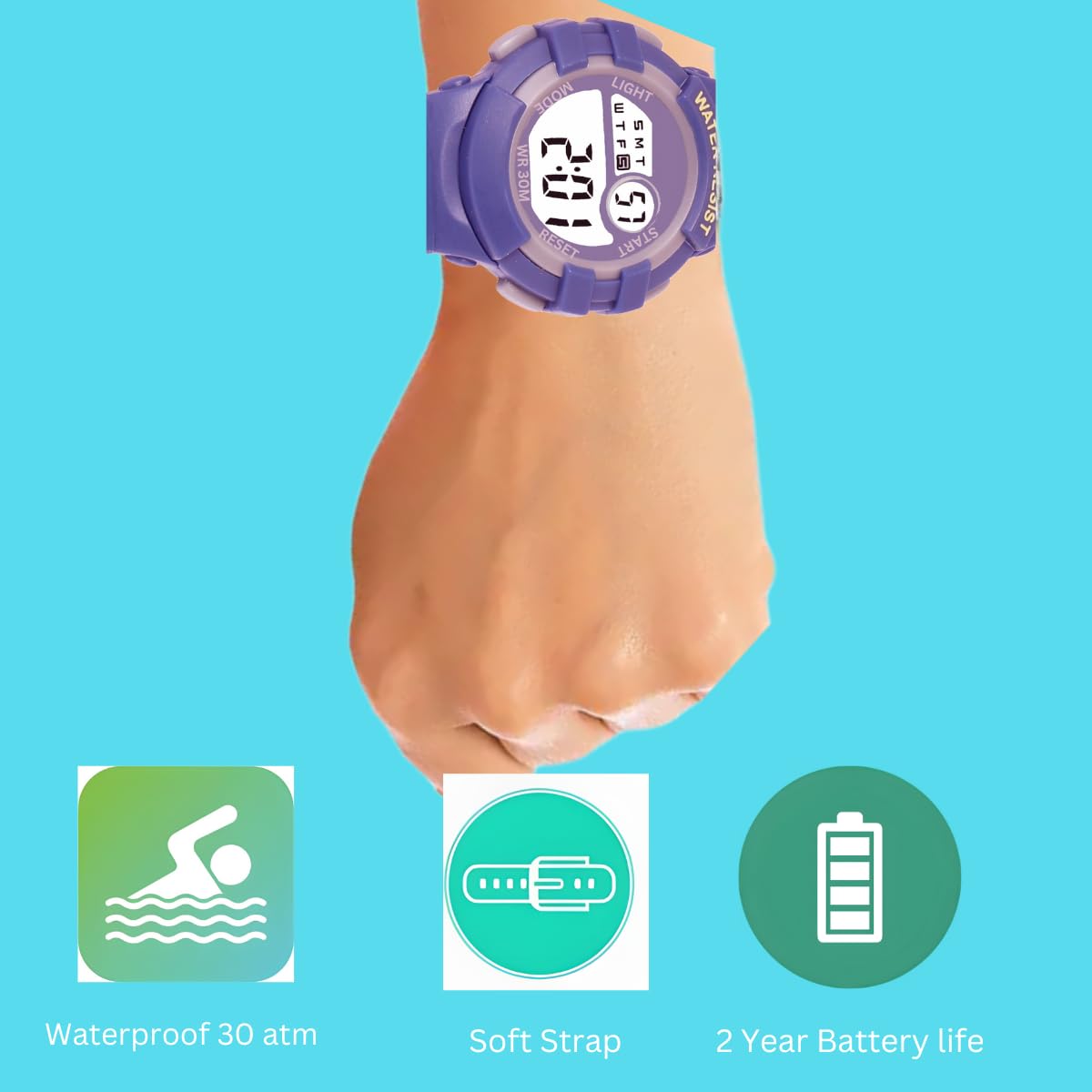 TYMU Printed Strap Alarm, NightLight, Waterproof 5-14 Years Digital Kids Watch - for Boys & Girls. (Printed Astro) 2