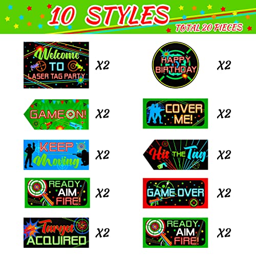 Image of Gueevin 20 Pcs Party Supplies Decorations Home Sign Cutouts for Party Decorations Supplies(Laser Tag)