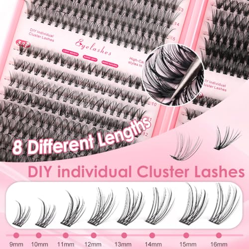 Image of MAYCREATE 640 Pcs Lash Clusters 4 Style Cluster Lashes 9-16mm Individual Lashes Clusters Eyelash Extensions False Eyelashes DIY Wispy Fluffy Lash Extension Natural