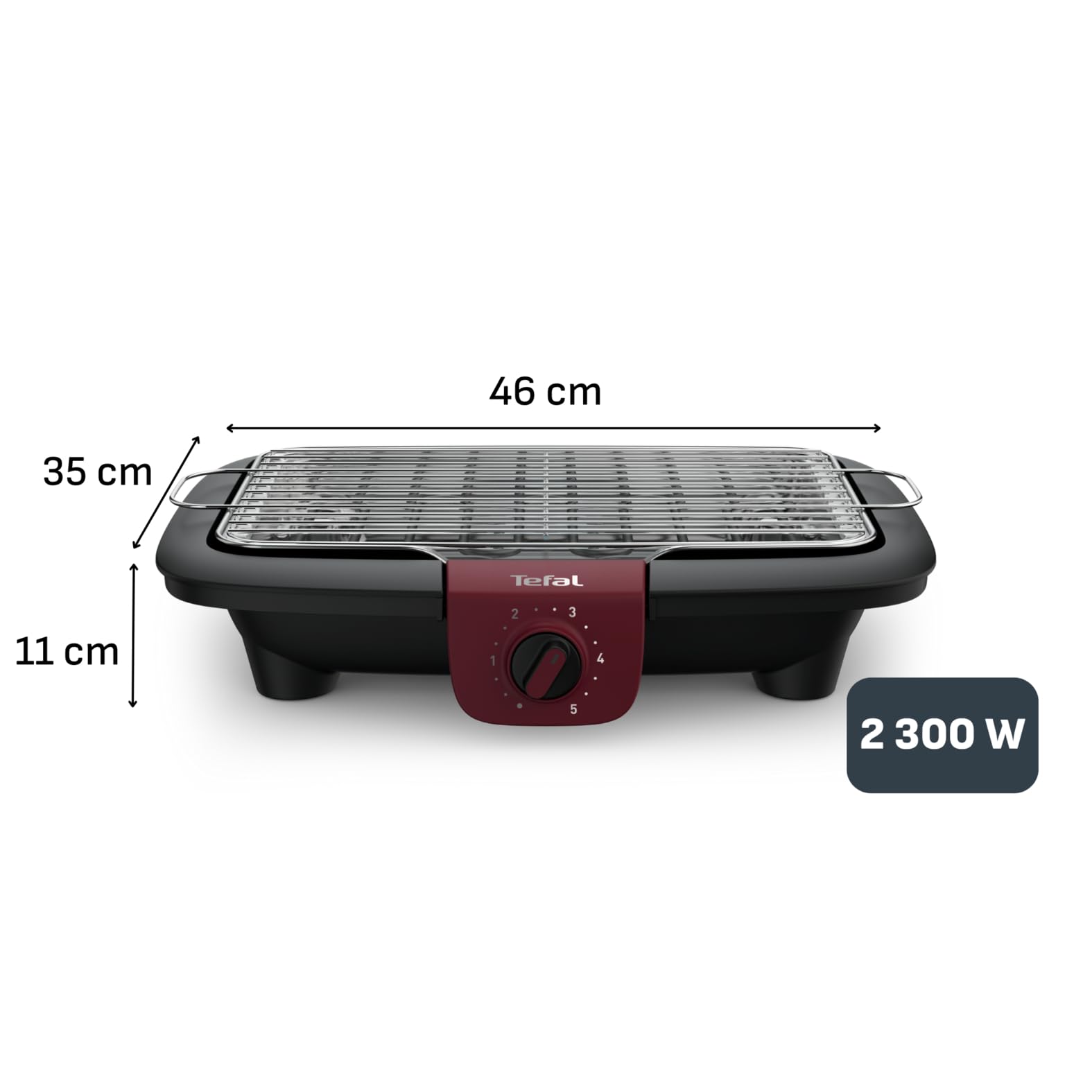 Tefal Easygrill Elektrogrill 2300 Watt Tischgrill 870 cm² Grillfläche schwarz burgunderrot BG90E5