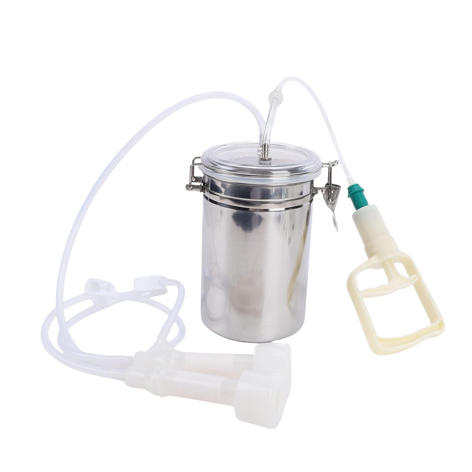 Ordeñadora de Cabras, Ordeñadora Manual de 2 Litros Dispositivo de Ordeño de Cabras con Botella de Acero Inoxidable, Bomba de Vacío Manual para Vacas y Ovejas Ordeñadora de Vacas