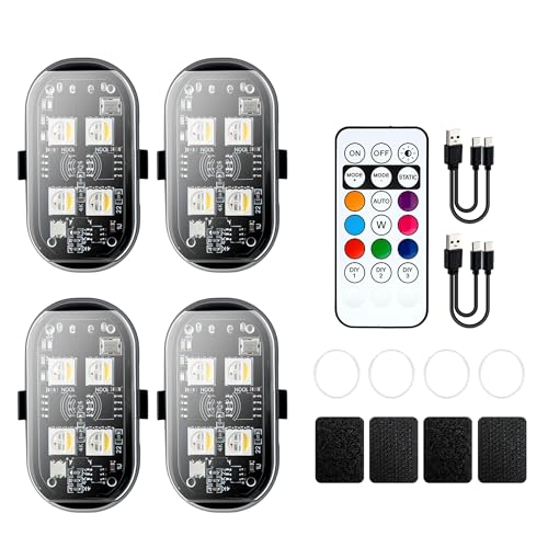 Mcbazel Upgrade 4PCS Wireless LED Strobe Lights (4 Lamp Beads, Lasts Longer), Anti-Collision Warning...