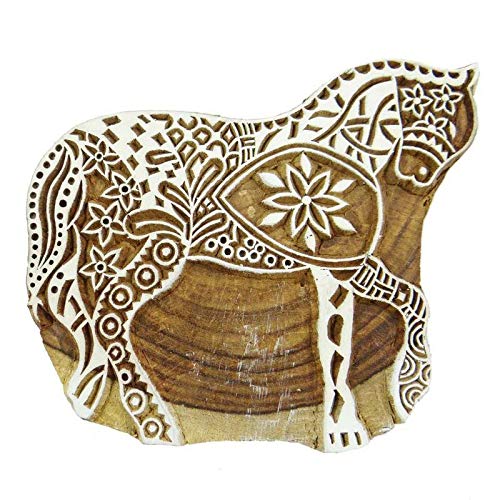 Indo Wooden Printing Block Stamp Horse Hand Carved Indian Print Textile Fabric Border