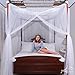 Just Relax Four Corner Post Decorative Elegant Bed Net Canopy Set, White, Full/Queen/King, 86.6x78.7x98.4 Inches