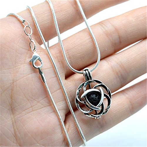 Julie Wang Lava Stone Celtic Knot Minimalist Essential Oil Diffuser Necklace Antique Silver Aromatherapy Necklace Jewelry - Image 3