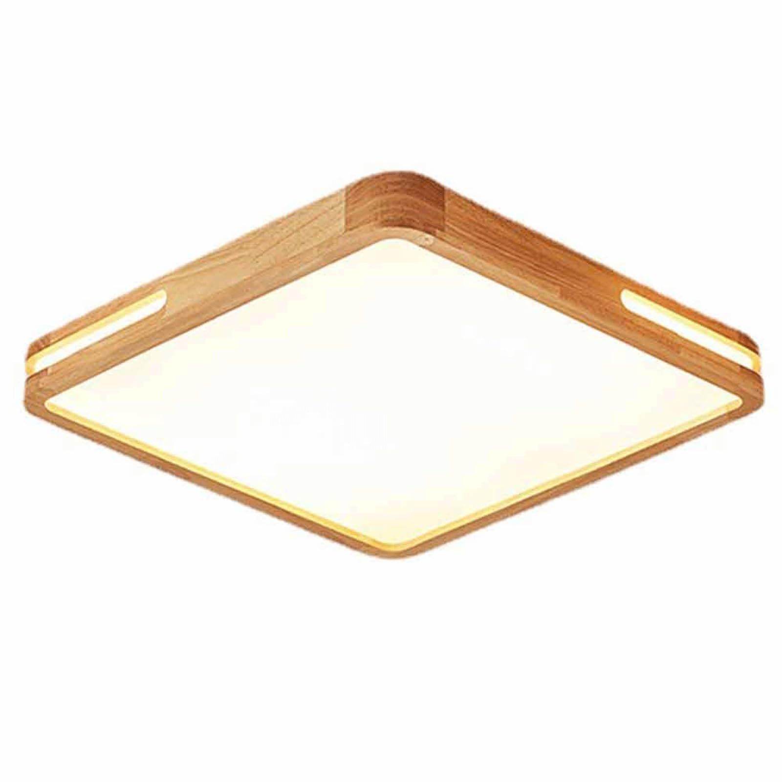 DUddTTW Square Ceiling Light Fixture Wooden Flush Mount Lighting Dimmable Ceiling Lamp LED Close to Ceiling Light 15.7”Chandelier Stylish(60cm/23.6in)