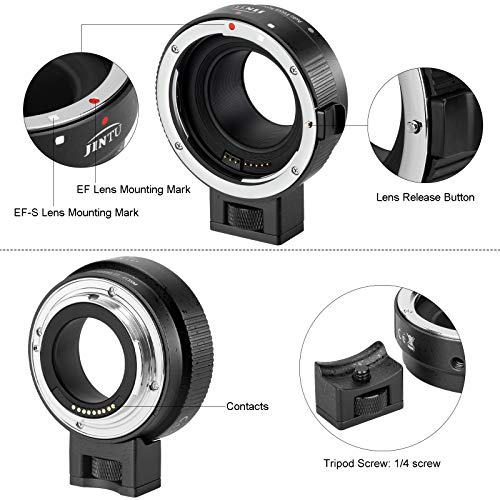 JINTU Lens Adapter EF-EOS M Auto-Focus Lens Mount Converter for Canon EF/EF-S Lens to Canon EOS-M (EF-M Mount) Mirrorless Camera EOS M M50 M100 M1 M2 M3 M5 M6 M200 - Thumbnail 7