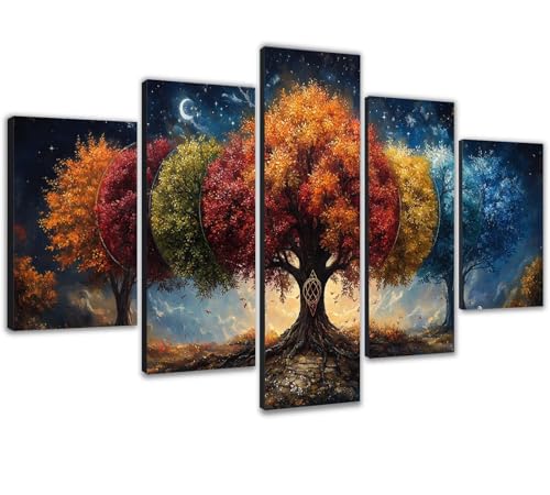 Broderie Diamant Arbre 150x75cm pour illuminer le salon avec une décoration murale fait main