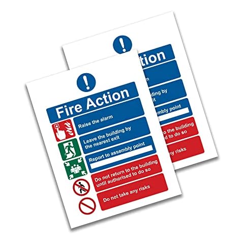 Stcky Fire Action Notice PVC Sign - 15 x 20 cm Ideal Sized Fire Safety Signs, 2mm Acrylic is used for Fire Action Sign [Pack of 2] Cover
