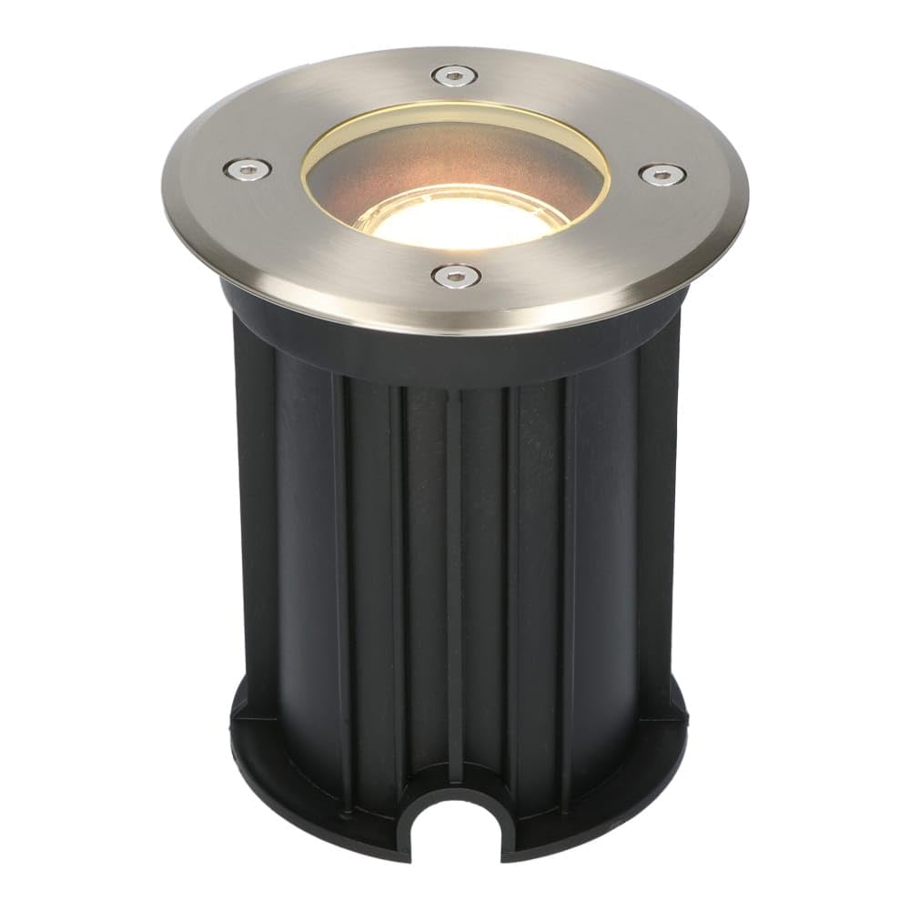 HOFTRONIC Maisy Terrassen-Einbaustrahler GU10 – Edelstahl, rund, 4 W, 345 lm, 2700 K, IP67, dimmbar