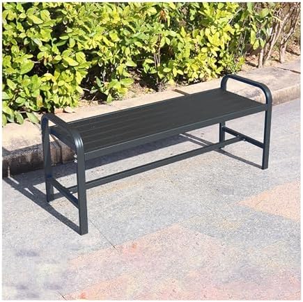 Outdoor Garden Bench Chairs Outdoor Terrace Dining Room Furniture with Back and Armrests, Porch Furniture, Aluminum Bench for Patio, Camping, Picnic, Party, Wedding, Dining Room (Color : Nero, Size