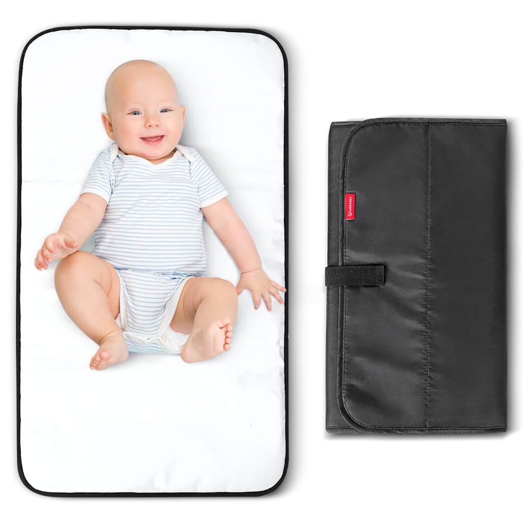LekebabyBlack Foldable Waterproof Baby Changing Mat, 70x40cm, Perfect for On-the-Go, Strollers, Newborn Beds and Play Beds