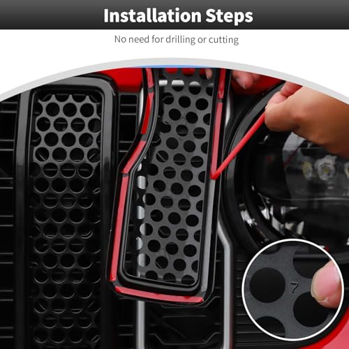 Image of CheroCar for JL Mesh Front Grille Insert & Headlight Turn Light Cover Trim Exterior Accessories for Jeep Wrangler JL JLU & Gladiator JT 2024-2026