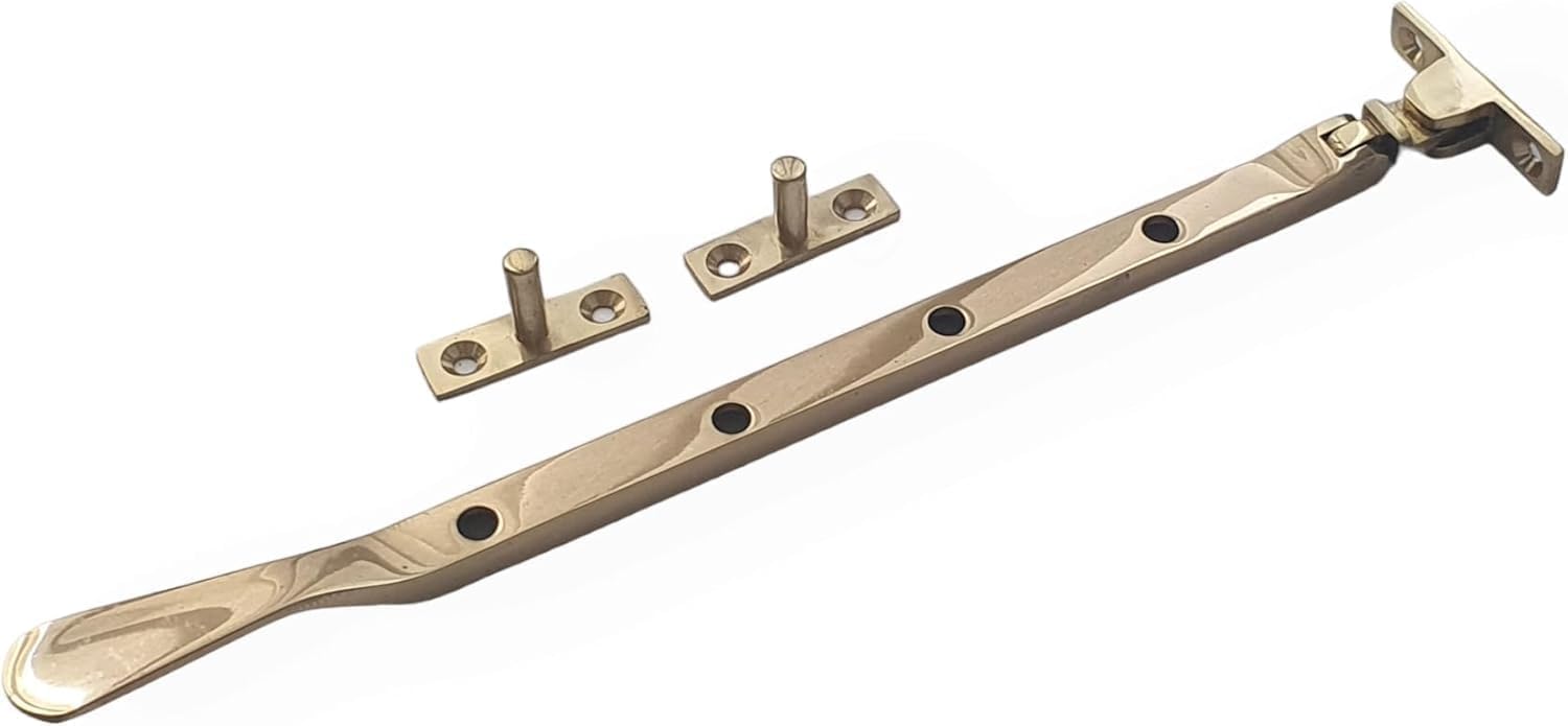 Manor Black Polished Brass Window Casement Stay Fastener, 254Mm