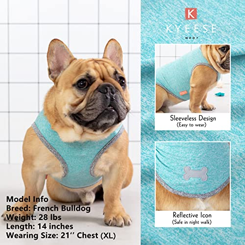 Kyeese 2 Pack Dog Shirts Quick Dry Soft Stretchy Dog T-Shirts With Reflective Label Tank Top Sleeveless Vest Sun Protection Dog Clothes For Small Medium Dogs, Medium, Grey+Blue #TOP1
