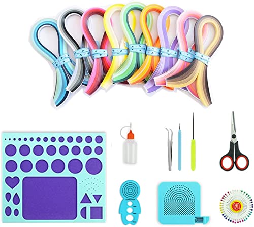 YURROAD Quilling Paper Set for Beginners with 36 Colors 900 Strips 3MM Quilling Papers Quilling Template Board Quilling Comb Quilling Curling Coach Quilling Slotted Pen