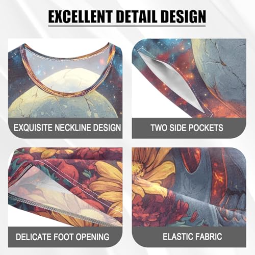 ALAZA Sugar Skull Flower Fire Pajamas Set Short Sleeve Cotton Sleepwear Summer Pjs 2 Piece 5-14Y4