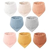 Konssy 8-Pack Muslin Baby Bibs, Absorbent Bandana Drool, 100% Cotton Unisex Baby Bibs for Teething and Drooling