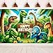 BlissYard Happy Birthday Banner Dinosaur Decrations Backdrop 96x72 Inch Seasonal Theme Party Background Decoration for Boys Kids Birthday Banners for Girls or Boys Gifts