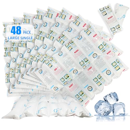 Image of WORLD-BIO Ice Packs Shipping Dry Ice for Shipping Frozen Food, Flexible Cold Ice Pack Sheets for Coolers, Long Lasting Freezer Packs, Ice Pack Bulk, Automatic Cut, 4.7x2.2Inch, 48 packs