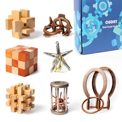CUDNY 7 Pieces Cool Mind Puzzles Unlock Interlock Brain Teaser