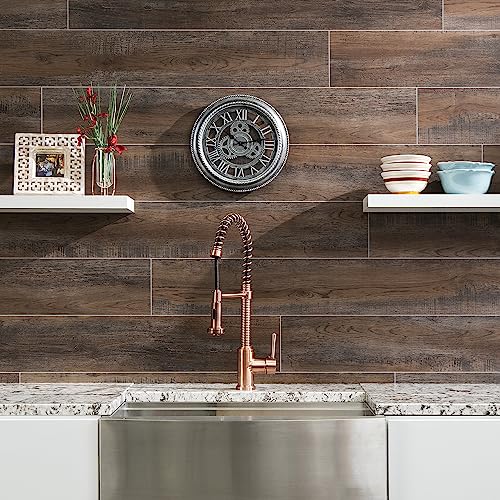 Palisade 47.7 In. X 7.2 In. Interlocking Wall/Backsplash Planks In Oak Mocha (4.5X11 In. Sample) #TOP2