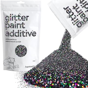 Glitter Paint for Walls Black Holographic Additive Emulsion Latex Acrylic Sparkles Fine Interior Painting 100g / 3.5oz