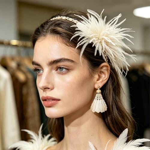 Image of CSIYANJRY99 Dainty Feather & Rose Flower Large Brooch Lapel Pins Delicate Elegant Handmade Flower Brooches Pin Classic for Wedding Party Dance Banquet for Women Dress Suit Ceremony Clothes Accessories Jewelry Valentine's Day Gifts