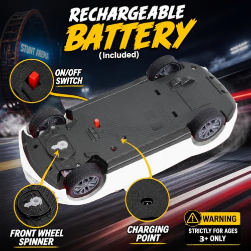 Image of Gooyo GY-448JM Rechargeable Remote Control Car Toy | White Color, Power Source: Lithium Rechargeable Battery for Car (Included) & 2xAA Battery for Remote Controller (Not Included)