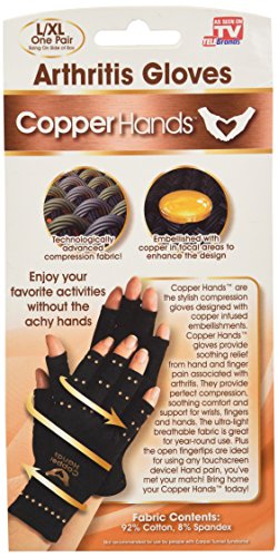 Copper Hands Arthritis Compression Gloves As Seen On Tv (Lg/Xlg)