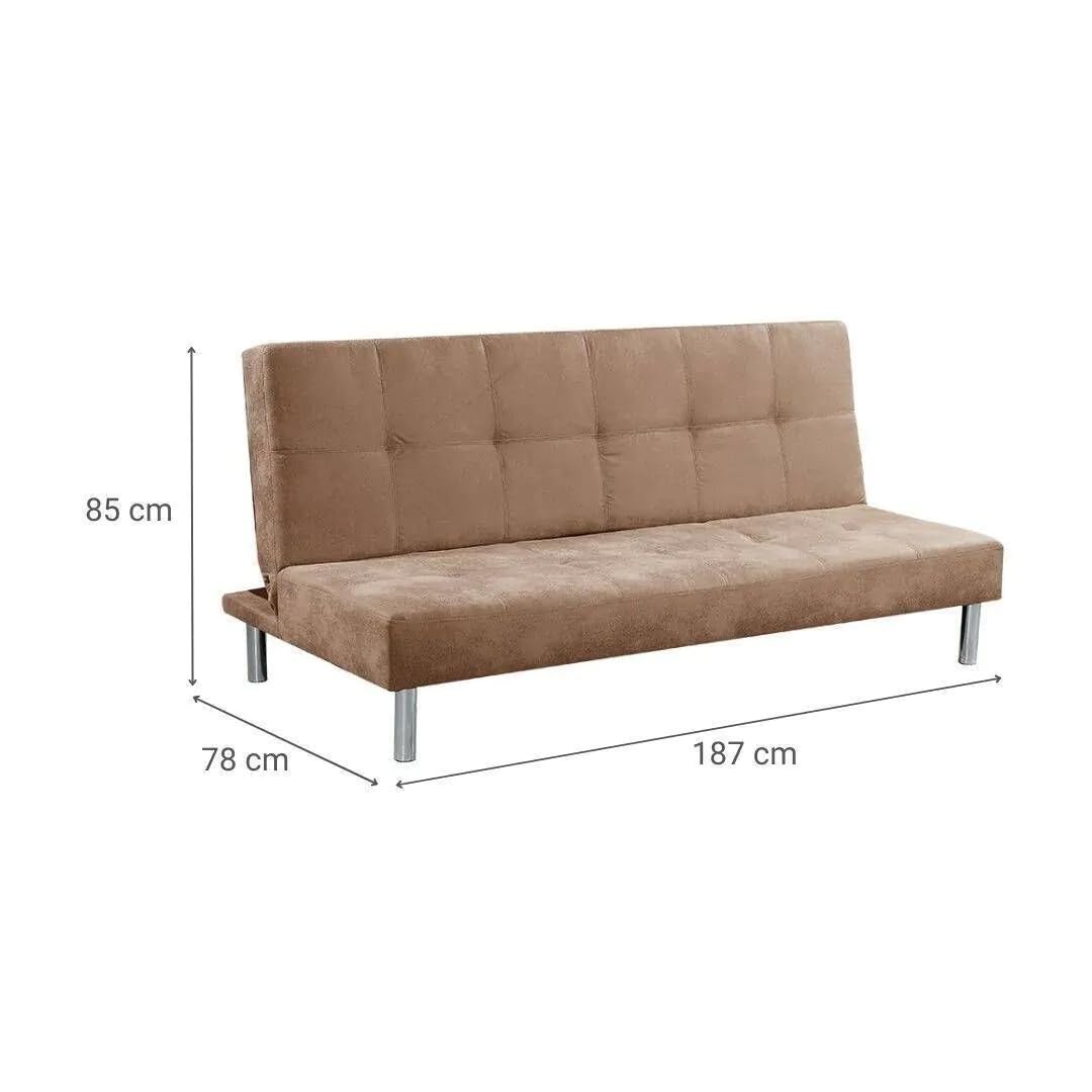 SHIITO | Modelo Levis - Sofá Cama con Apertura Clic-Clac | Donde la Elegancia y la modernidad se encuentran | Diseño Capitoné en Color Piedra | 188 x 88 x 89 cm