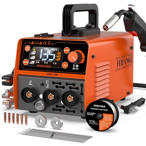 FEIFANKE MIG135 Poste A Souder Fil Fourré 135A 230V Poste à Souder IGBT Synergique 3 en 1 Poste A Souder MIG ARC TIG Alimentation Rapide Du Fil Compatible...