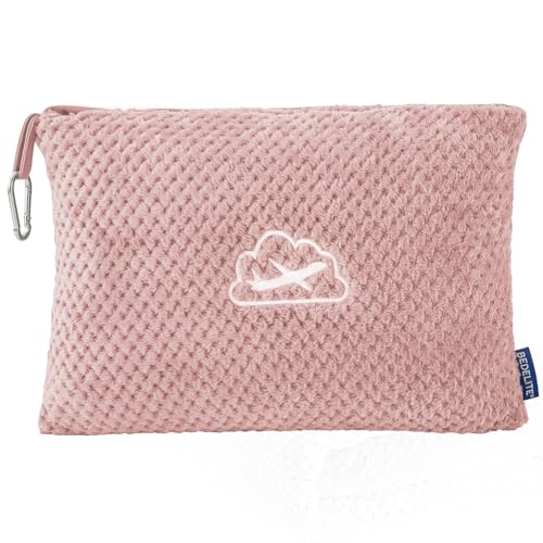 BEDELITE-Travel-Blanket-with-Bag-Ultra-Soft-Jacquard-Fleece-Blanket-with-Luggage-Sleeve-Backpack-Clip-Airplane-Blanket-Travel-Essentials-Pink BEDELITE Travel Blanket with Bag, Ultra-Soft Jacquard Fleece Blanket with Luggage Sleeve & Backpack Clip, Airplane Blanket Travel Essentials, Pink - Image 1