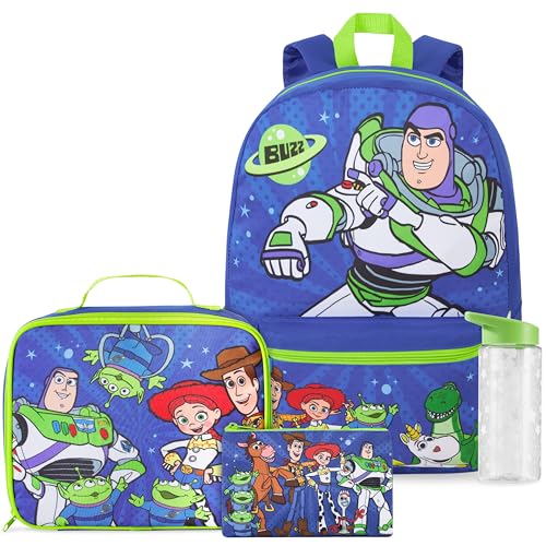 Get Trend Toy Story Grande Mochila Infantil 4 Piezas, 46 cm Mochila Escolar, Botella Agua 500ml, Estuche Escolar y Lonchera Niño Aislante (Azul Toy Story)