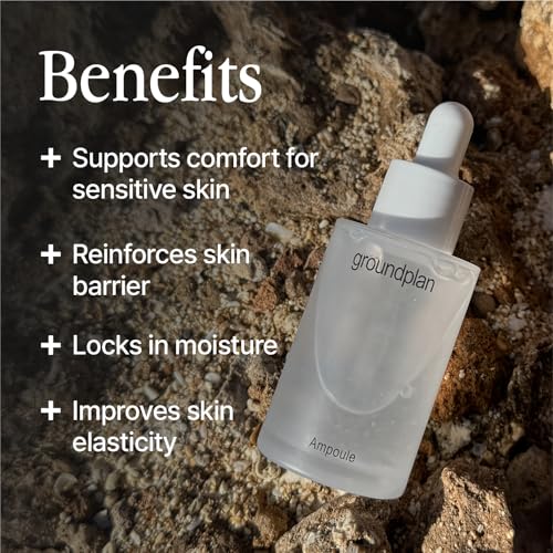 groundplan Ampoule 1.35 fl oz – Lightweight Hydrating Serum with Panthenol, Witch Hazel Water & Amino Acid Complex, pH 5.5 Moisture Balance for Sensitive Skin