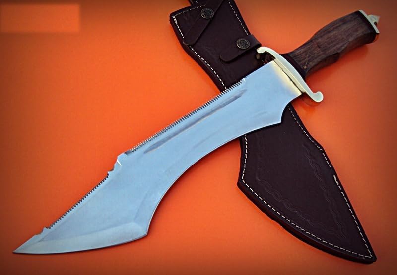 HK 334 Hunting Bowie Knife With Leather Sheath Camping Knives Outdoor D2 Steel Full Tang Fixed Blade Handmade Camp Survival Tactical Knife