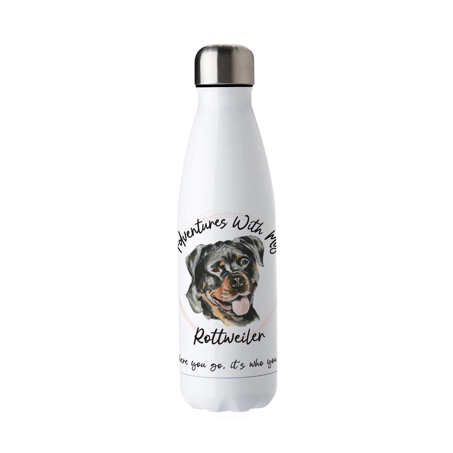 Purely Home Adventures with my Rottweiler Metal Water Bottle - Double Walled 500ml Hot/Cold Drinks Bottle Outdoor Dog Gifts