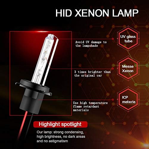 Chemini 1 Set H7 HID Xenon Conversion Kit 55W AC 12V 6000K Xenon White Replace for Car High/Low Beam Headlight Bulb Conversion Kit