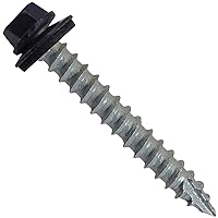 Vista 10 de Tornillos para techos de metal # 14: (250) tornillos x 2 "ABC gris Tornillo de techo de chapa de metal para techo. Tornillos de revestimiento